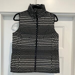 Talbots Petites Black & White Polka Dot Feather-Filled Puffer Vest, Size SP